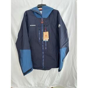 NEW Mammut Men’s Small Haldicrat Air Hooded Jacket Ski Regular Marine-Deep Ice